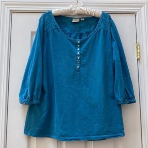 St.John’s Bay Paisley Cut-Out Faded Turquoise Blouse, Size 2X